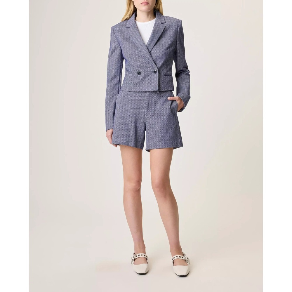 Rag & Bone Elvy Chevron Shorts Womens 10 Navy $298 - Picture 1 of 12